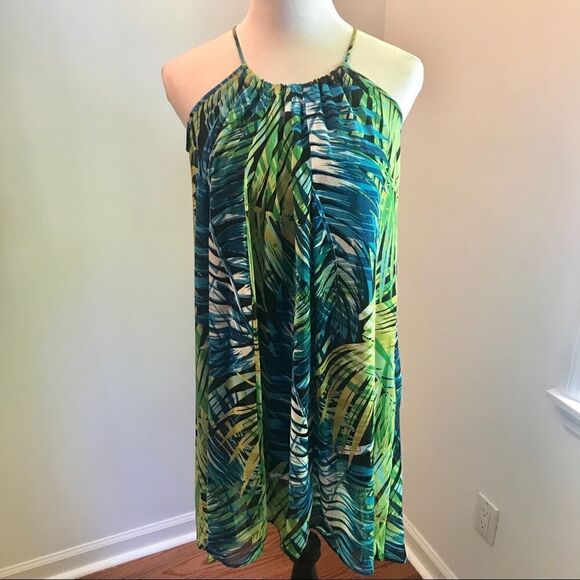 NWOT Cynthia Rowley Palm Print Sleeveless Dress - Picture 2 of 5